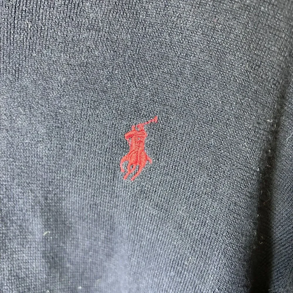 Polo Ralph Lauren Men's Navy Blue Pima Cotton V-Neck LS Pullover Sweater Size L